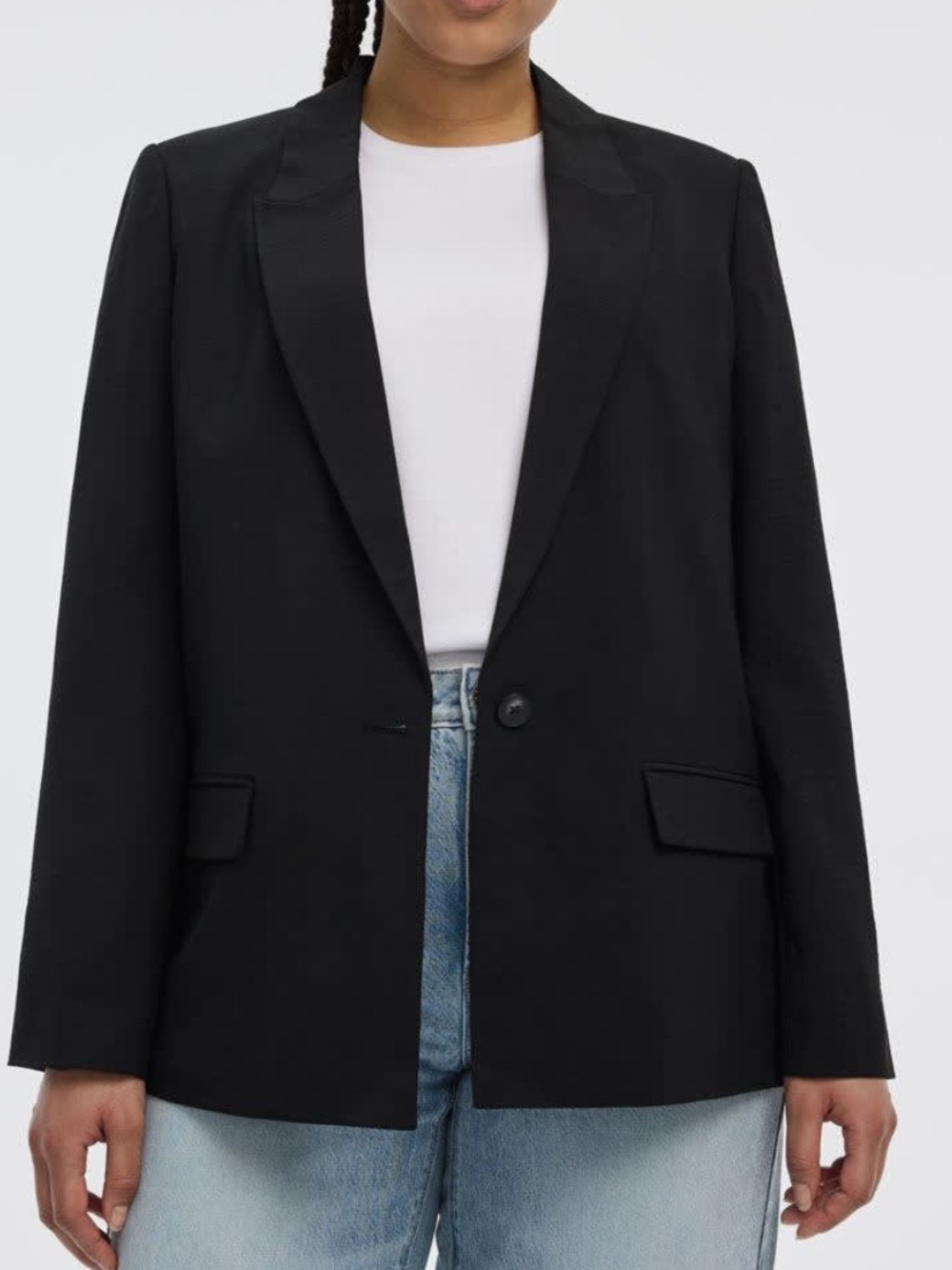 H&M Black Single-Button loose fit Blazer notched collar pockets size XL